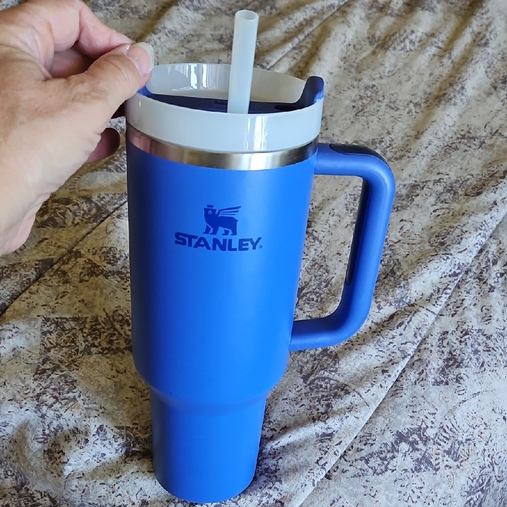 Stanley Blue Travel Mug with Straw